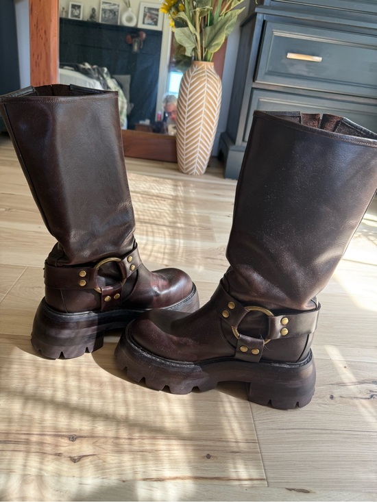 Jeffrey Campbell Shoes - Jeffrey Campbell Chunky Brown Leather Harness Boots